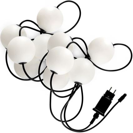 Udendørs LED lyskæde 10xLED/0,8W/230V IP67 2500K 7,7 m