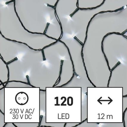 Udendørs LED lyskæde 120xLED/17 m IP44 kold hvid