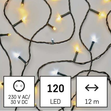 Udendørs LED lyskæde 120xLED/17 m IP44 varm/kold hvid