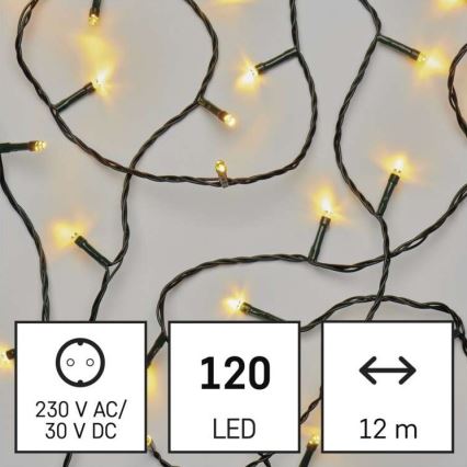 Udendørs LED lyskæde 120xLED/8 funktioner 17 m IP44 varm hvid