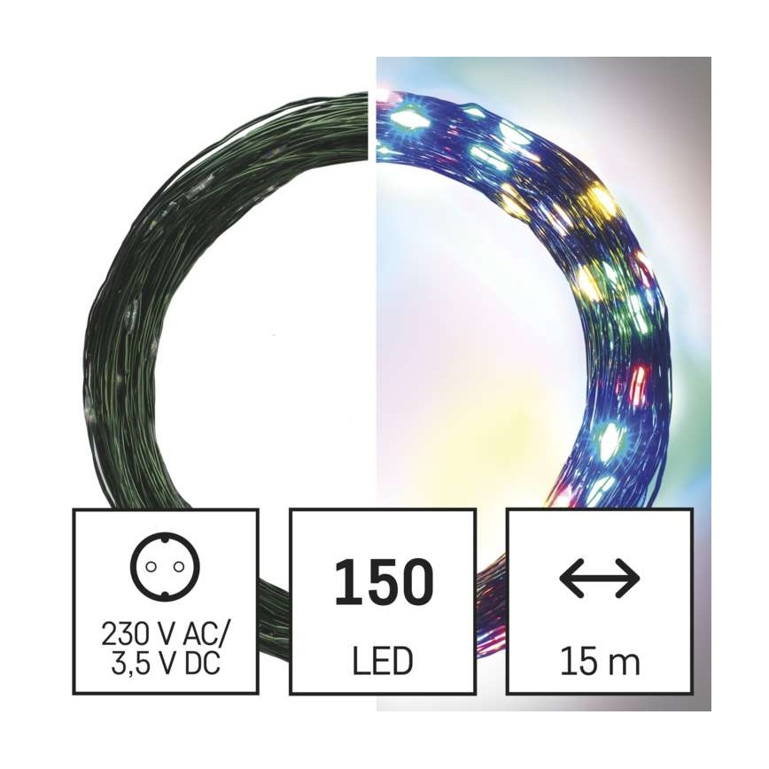 Udendørs LED lyskæde 150xLED/20 m IP44 flerfarvet