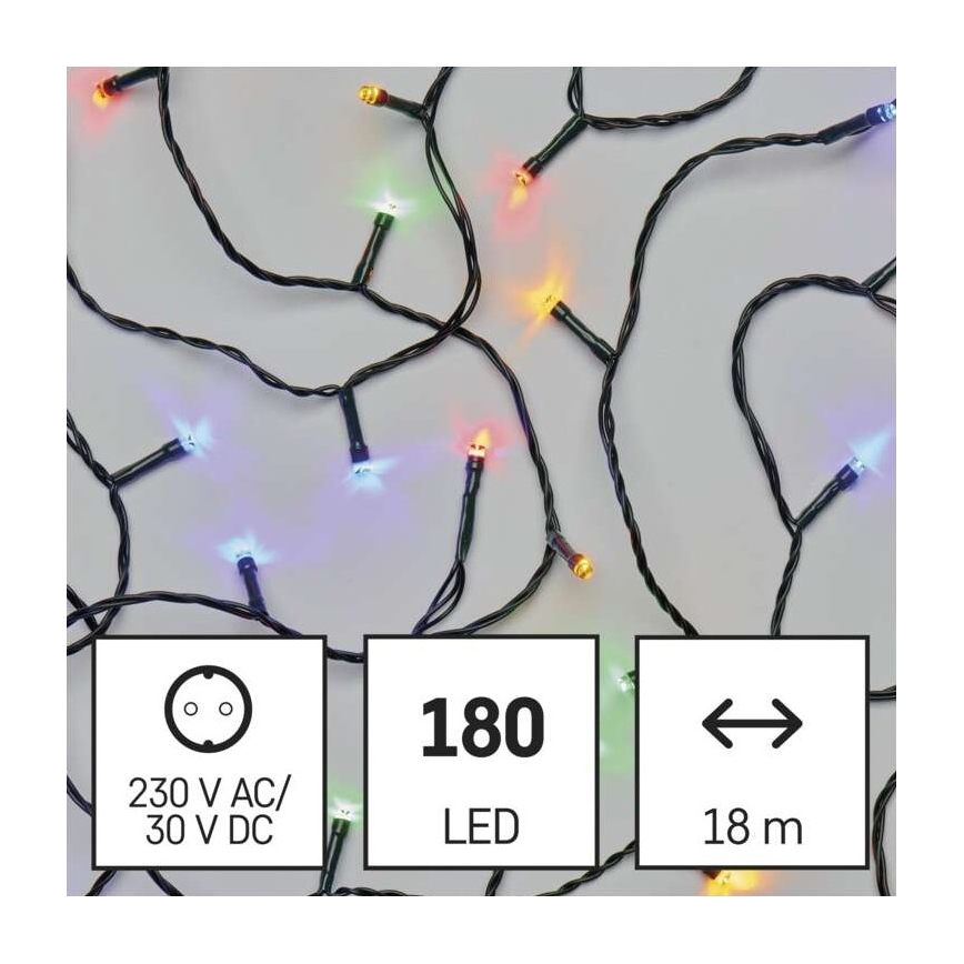 Udendørs LED lyskæde 180xLED/23 m IP44 flerfarvet
