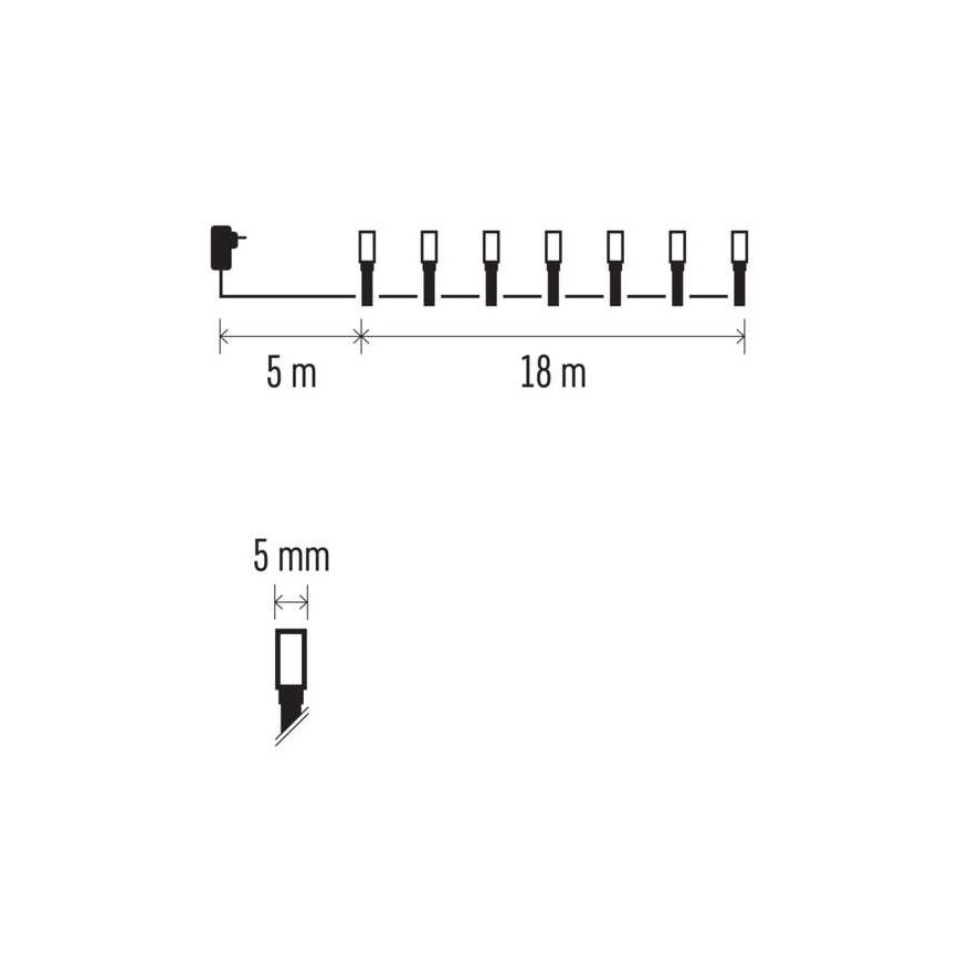 Udendørs LED lyskæde 180xLED/23 m IP44 flerfarvet