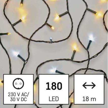 Udendørs LED lyskæde 180xLED/23 m IP44 varm/kold hvid