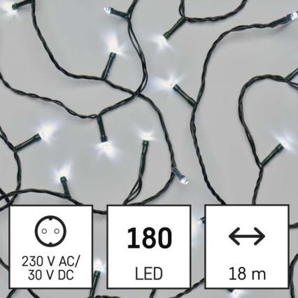 Udendørs LED lyskæde 180xLED/8 funktioner 23 m IP44 kold hvid