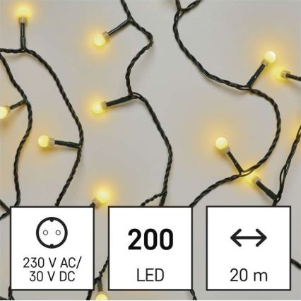 Udendørs LED lyskæde 200xLED/25 m IP44 varm hvid