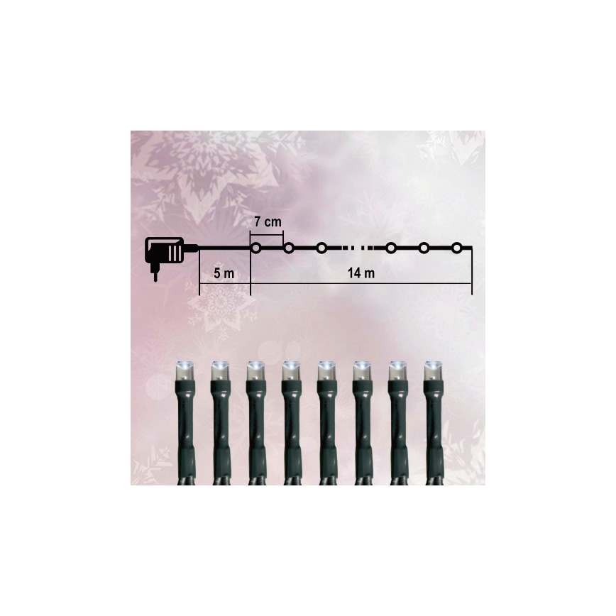 Udendørs LED lyskæde 200xLED/8 funktioner 14 m IP44 rød