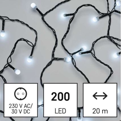 Udendørs LED lyskæde 200xLED/8 funktioner 25 m IP44 kold hvid