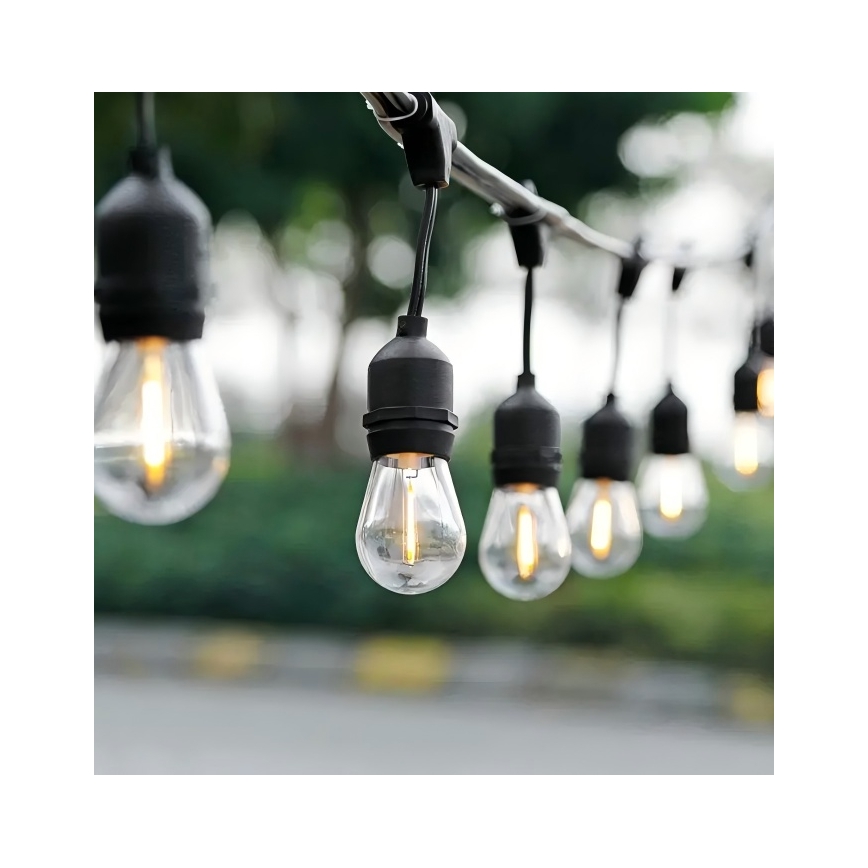 Udendørs LED lyskæde 20xE27/1W/230V 10 m IP65 sort