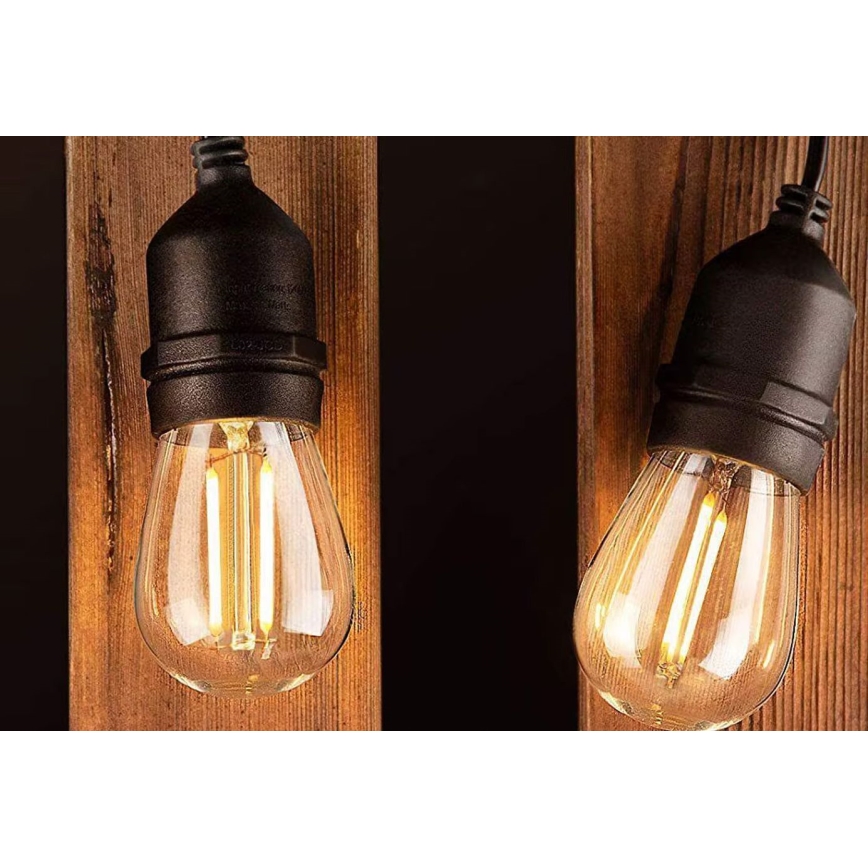 Udendørs LED lyskæde 20xE27/1W/230V 10 m IP65 sort