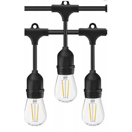 Udendørs LED lyskæde 20xE27/1W/230V 10 m IP65 sort