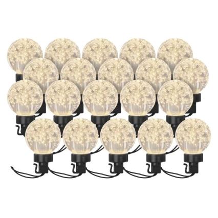 Udendørs LED lyskæde 20xLED/12,6m IP44 varm hvid