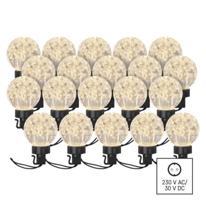 Udendørs LED lyskæde 20xLED/12,6m IP44 varm hvid