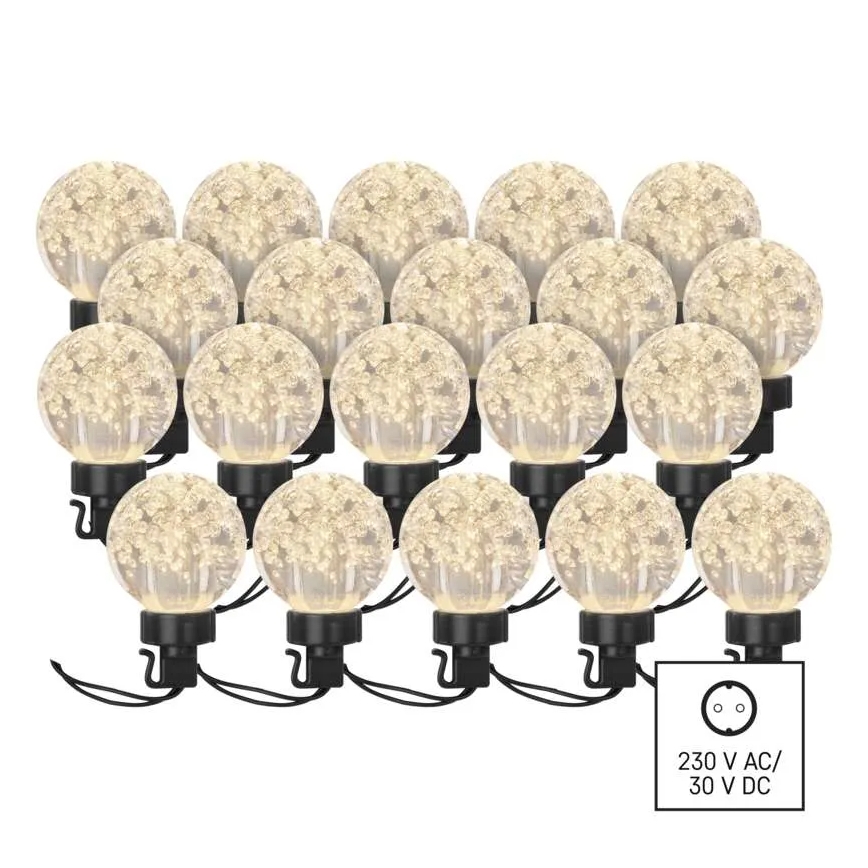 Udendørs LED lyskæde 20xLED/12,6m IP44 varm hvid