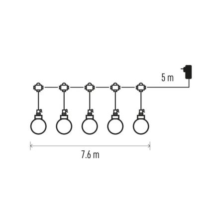 Udendørs LED lyskæde 20xLED/12,6m IP44 varm hvid