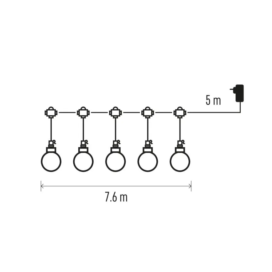 Udendørs LED lyskæde 20xLED/12,6m IP44 varm hvid