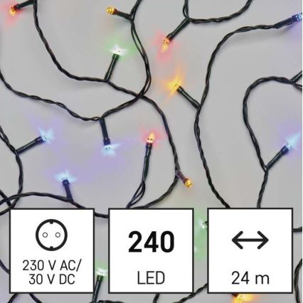 Udendørs LED lyskæde 240xLED/8 funktioner 29 m IP44 flerfarvet