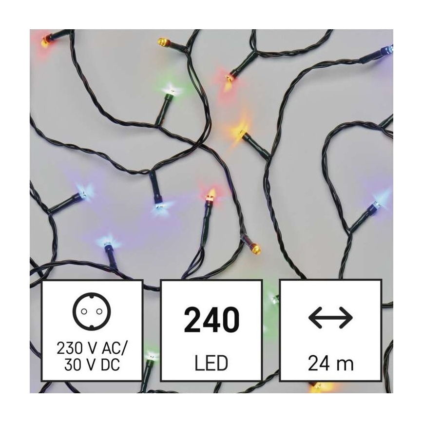Udendørs LED lyskæde 240xLED/8 funktioner 29 m IP44 flerfarvet
