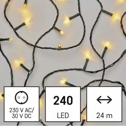 Udendørs LED lyskæde 240xLED/8 funktioner 29 m IP44 varm hvid