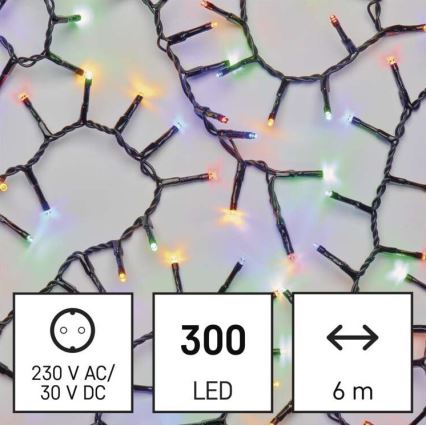 Udendørs LED lyskæde 300xLED/11 m IP44 flerfarvet