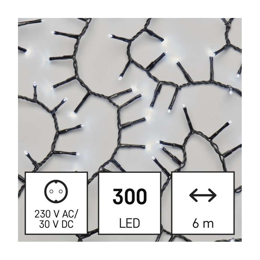 Udendørs LED lyskæde 300xLED/11 m IP44 kold hvid