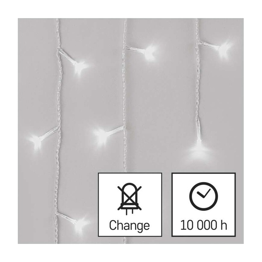 Udendørs LED lyskæde 300xLED/8 funktioner 10 m IP44 kold hvid + fjernbetjening