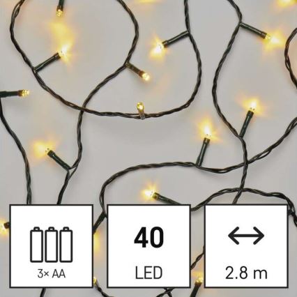 Udendørs LED lyskæde 40xLED/3,3 m IP44 varm hvid