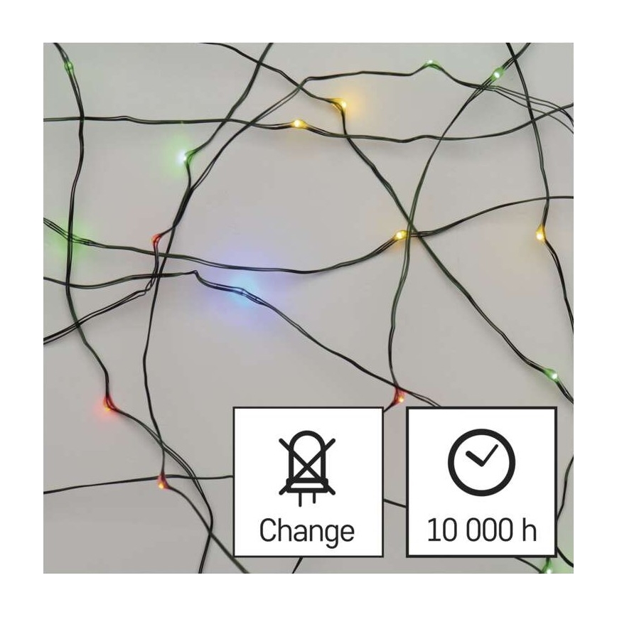 Udendørs LED lyskæde 40xLED/9 m IP44 flerfarvet