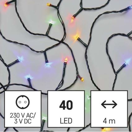 Udendørs LED lyskæde 40xLED/9 m IP44 flerfarvet