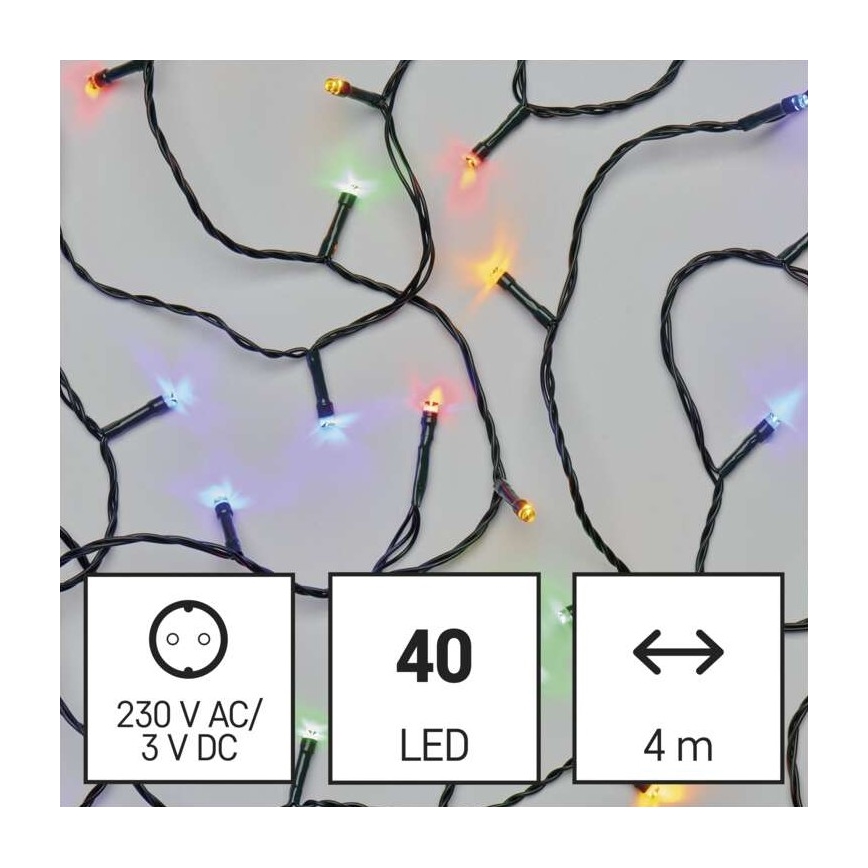 Udendørs LED lyskæde 40xLED/9 m IP44 flerfarvet
