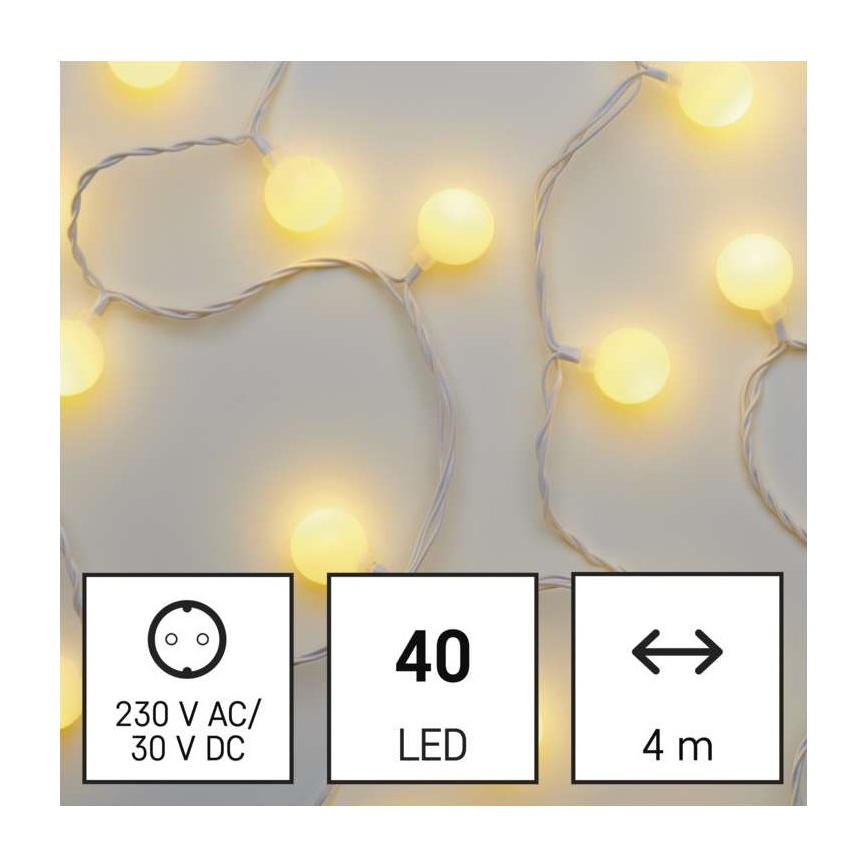 Udendørs LED lyskæde 40xLED/9 m IP44 varm hvid