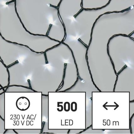 Udendørs LED lyskæde 500xLED/55 m IP44 kold hvid