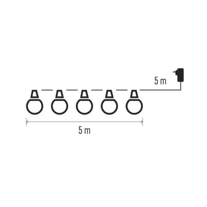 Udendørs LED lyskæde 50xLED/10 m IP44 gennemsigtig