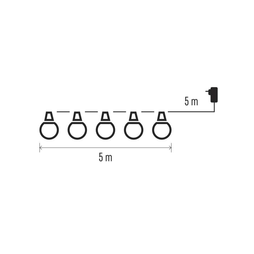 Udendørs LED lyskæde 50xLED/10 m IP44 gennemsigtig
