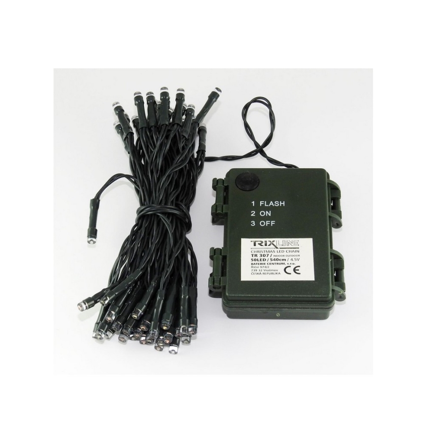 Udendørs LED lyskæde 50xLED/2 functions 5,4 m IP44 flerfarvet