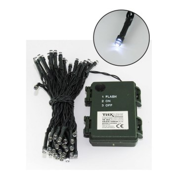 Udendørs LED lyskæde 50xLED/2 funktioner 5,4 m IP44 kold hvid