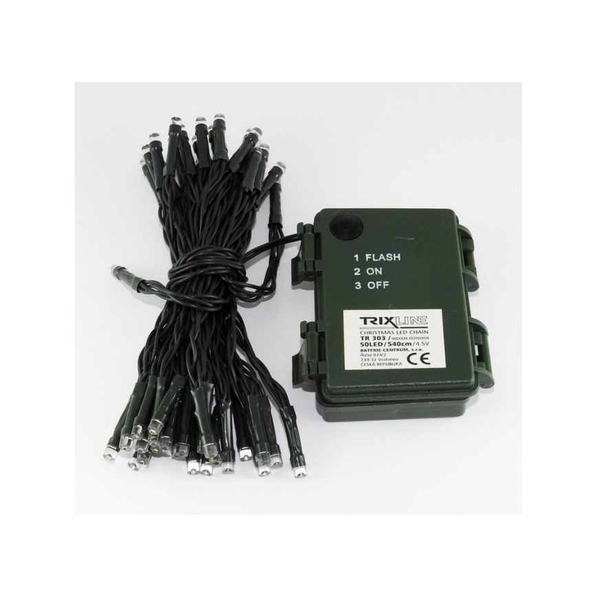 Udendørs LED lyskæde 50xLED/2 funktioner 5,4 m IP44 varm hvid