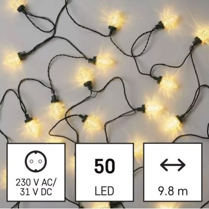 Udendørs LED lyskæde 50xLED/8 funktioner 14,8 m IP44 varmt hvidt lys