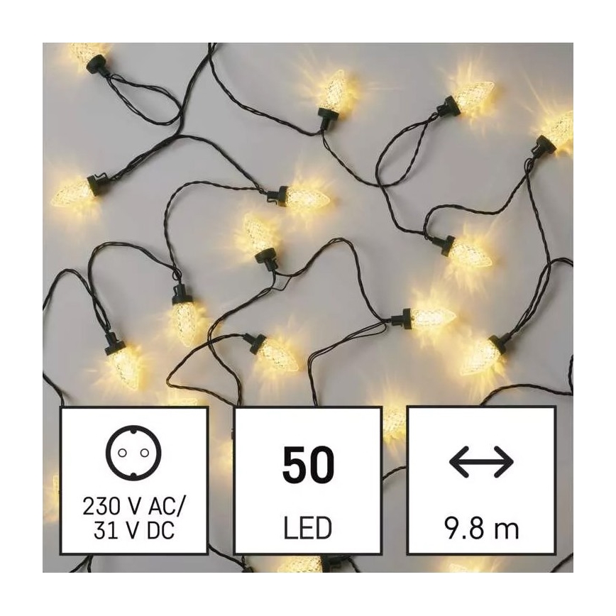 Udendørs LED lyskæde 50xLED/8 funktioner 14,8 m IP44 varmt hvidt lys