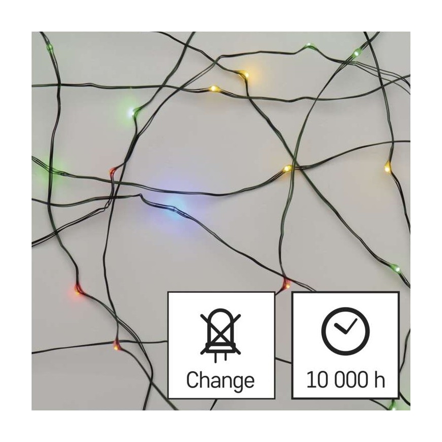 Udendørs LED lyskæde 75xLED/12,5 m IP44 flerfarvet