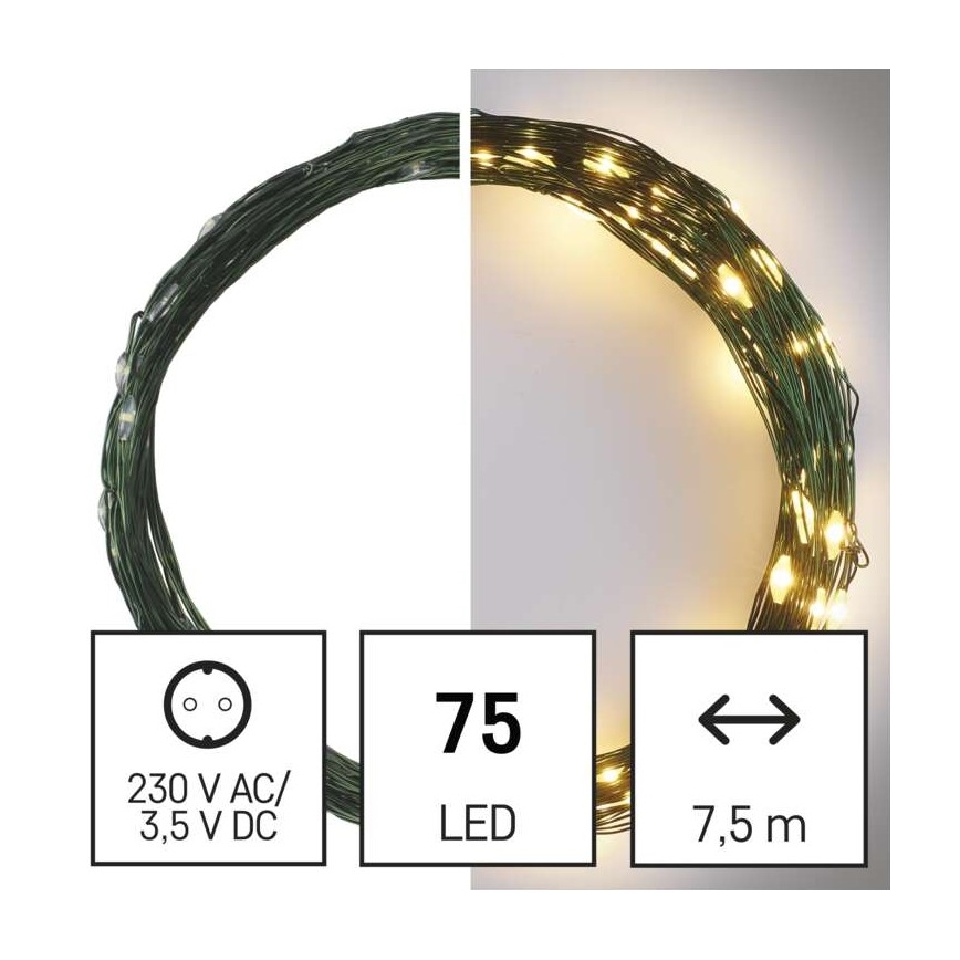 Udendørs LED lyskæde 75xLED/12,5 m IP44 varm hvid