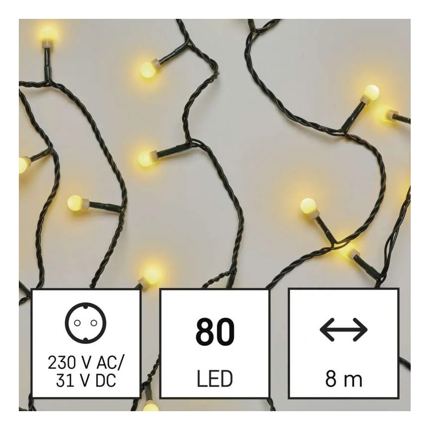 Udendørs LED lyskæde 80xLED/13 m IP44 varm hvid