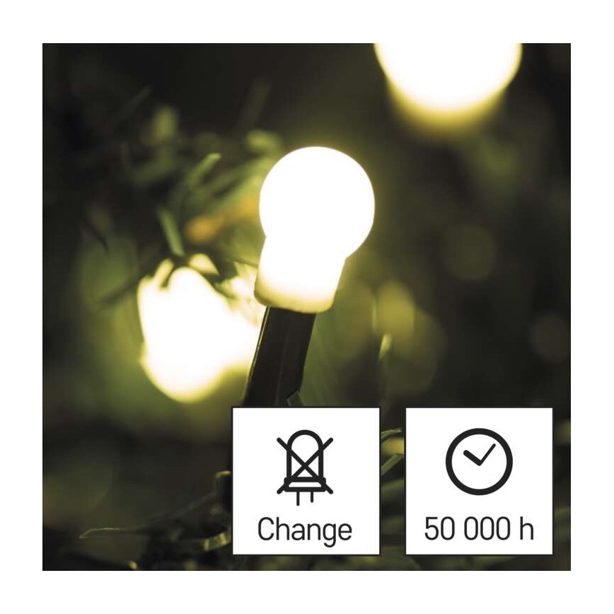 Udendørs LED lyskæde 80xLED/13 m IP44 varm hvid