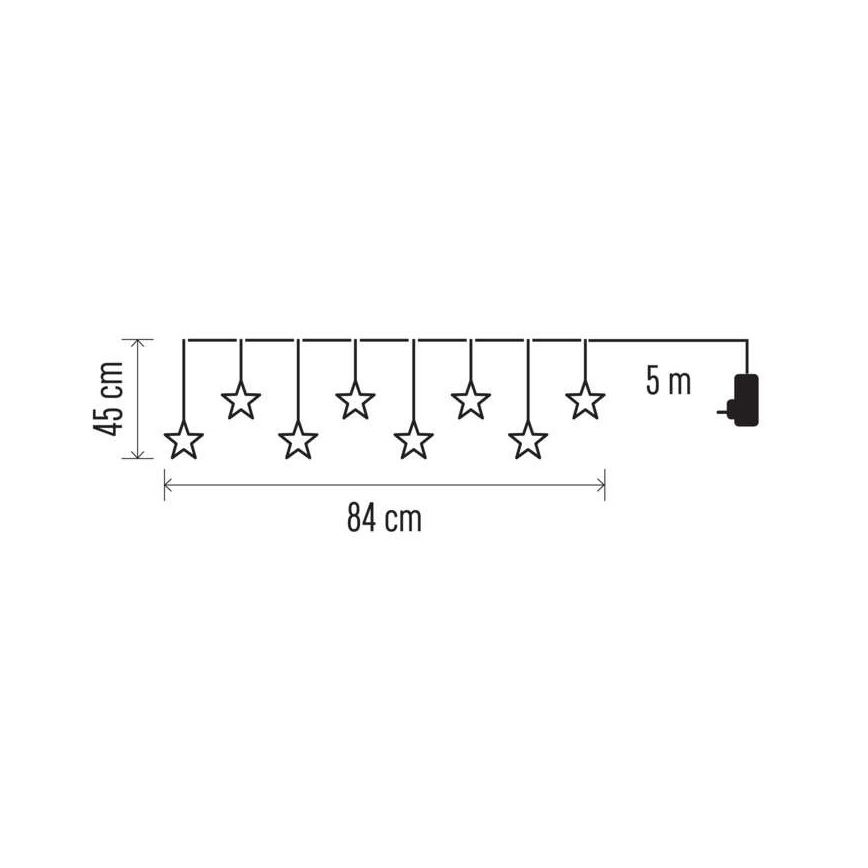 Udendørs LED lyskæde 8xLED/5,84 m IP44 stjerner