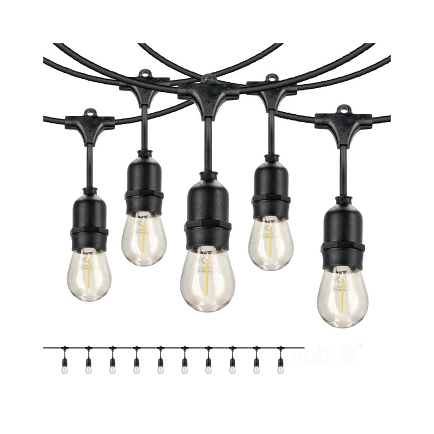 Udendørs LED lyskæde BAJA ST64 10xE27/1W/230V 10,9 m IP44 varm hvid