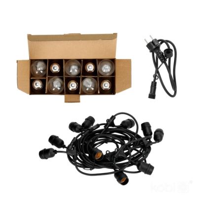 Udendørs LED lyskæde BAJA ST64 10xE27/1W/230V 10,9 m IP44 varm hvid
