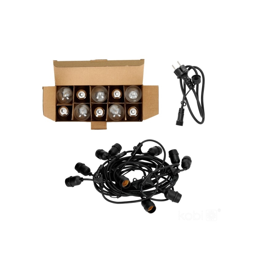 Udendørs LED lyskæde BAJA ST64 10xE27/1W/230V 10,9 m IP44 varm hvid