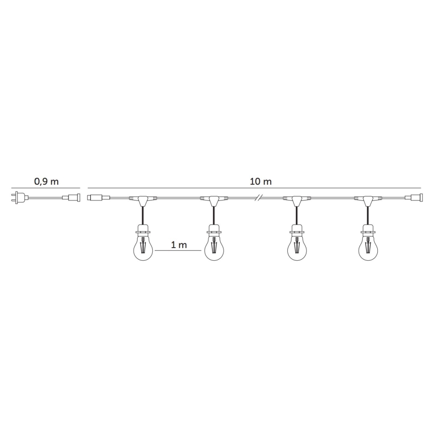 Udendørs LED lyskæde BAJA ST64 10xE27/1W/230V 10,9 m IP44 varm hvid