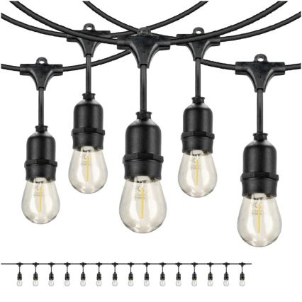 Udendørs LED lyskæde BAJA ST64 15xE27/1W/230V 15,9 m IP44 varm hvid