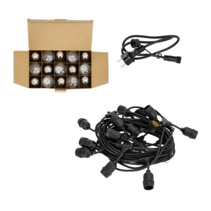 Udendørs LED lyskæde BAJA ST64 15xE27/1W/230V 15,9 m IP44 varm hvid